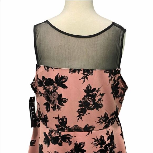 Trixxi Floral‎ Velvet Mesh Velvet Dress Pink 2X Plus - Picture 7 of 13